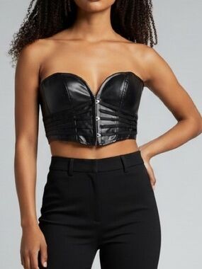 Widow Dolls Kill Faux Leather Black Tube Top XL